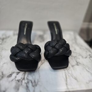 BCBGMAXAZRIA Black Braided Women's Sandals